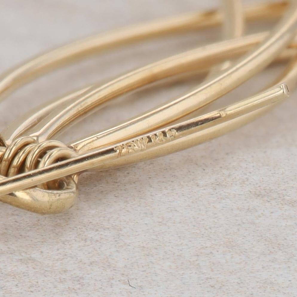 14k Yellow Gold Wire 6 Row Dangle Curved Earrings, 2.3g