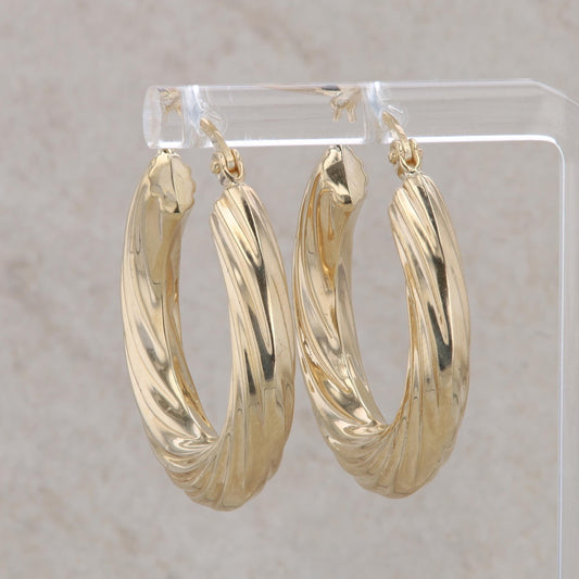 14k Yellow Gold Twisted Thick Hoop Earrings