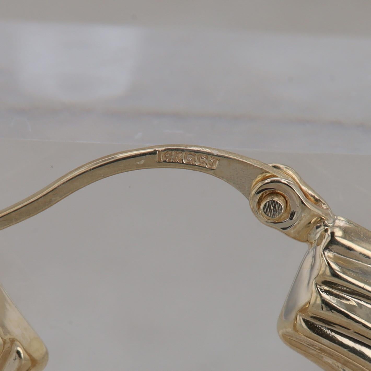 14k Yellow Gold Twisted Thick Hoop Earrings