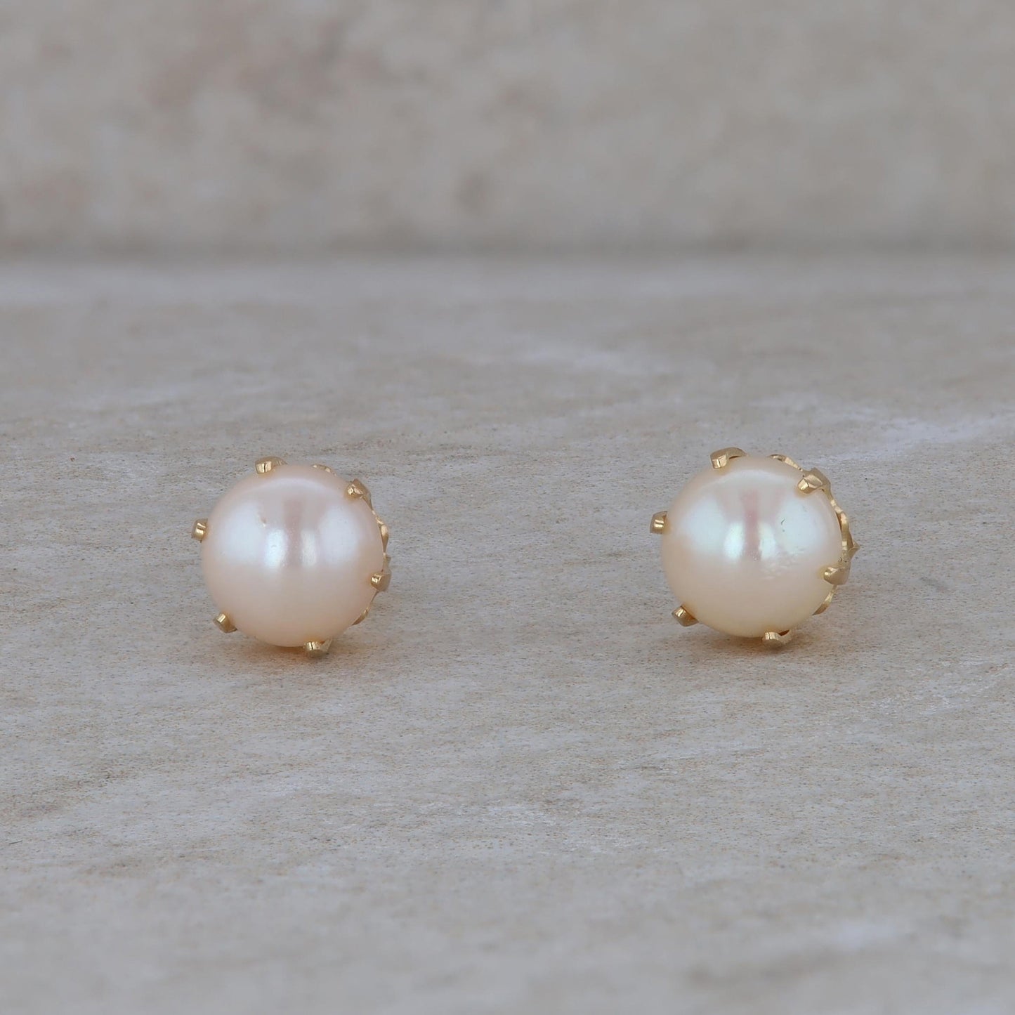 14k Yellow Gold 6.5mm Cultured Pearl Earrings