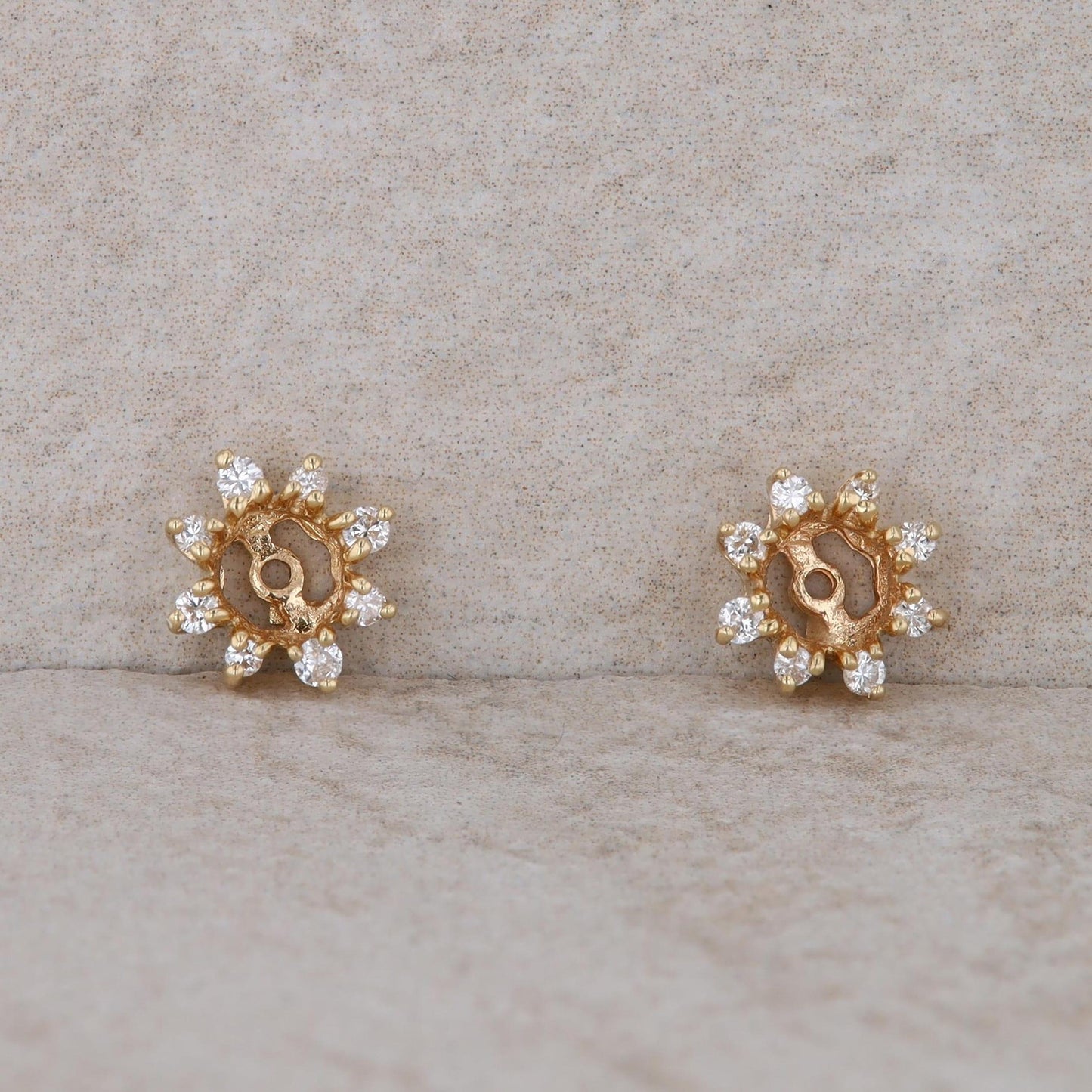 14k Yellow Gold Diamond Earring Jackets