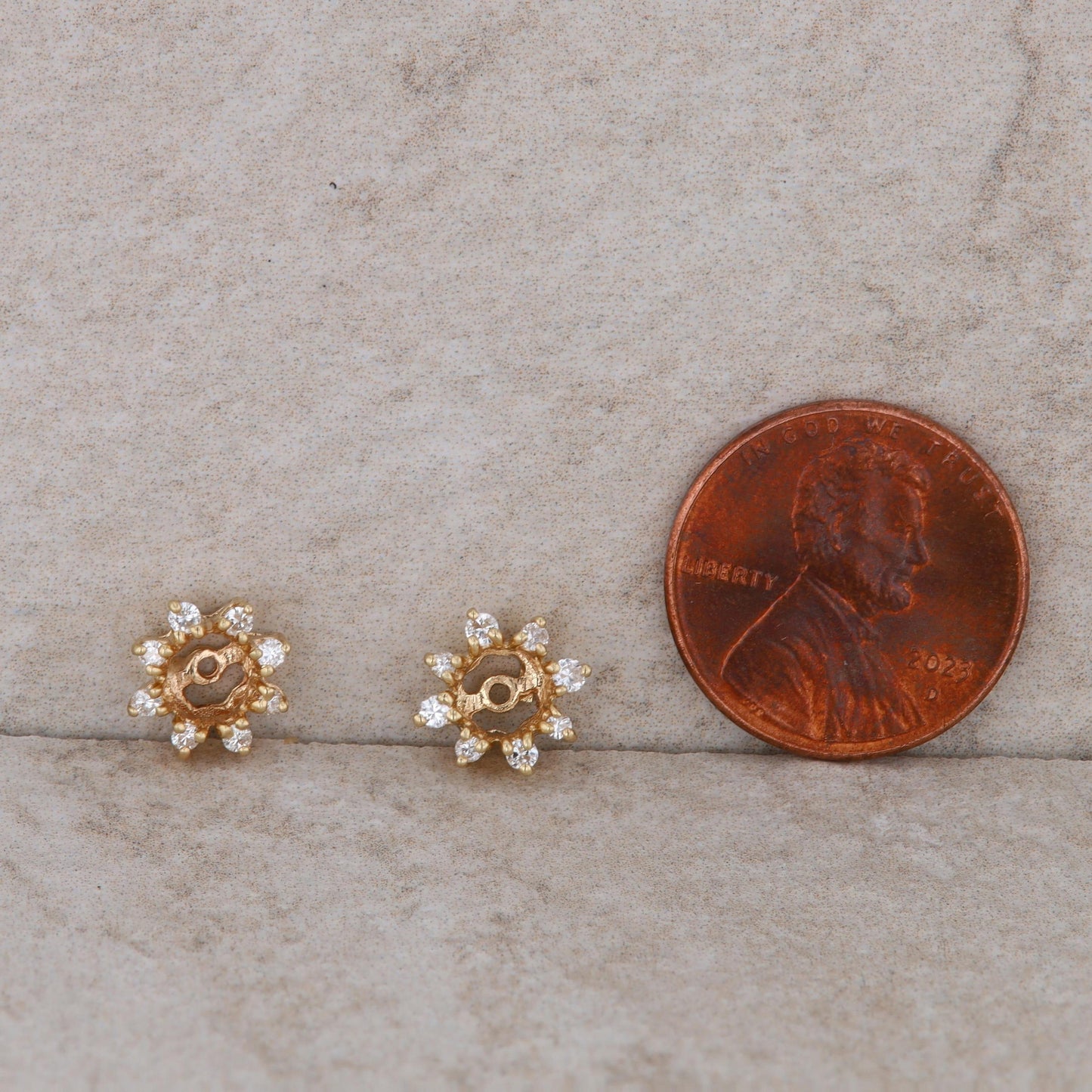 14k Yellow Gold Diamond Earring Jackets