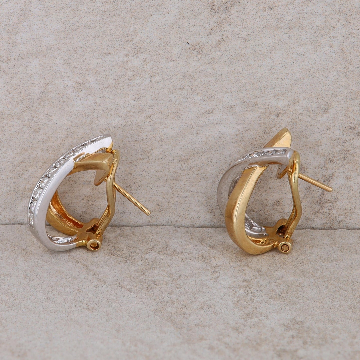 14k Two Tone Criss Cross "X" Earrings