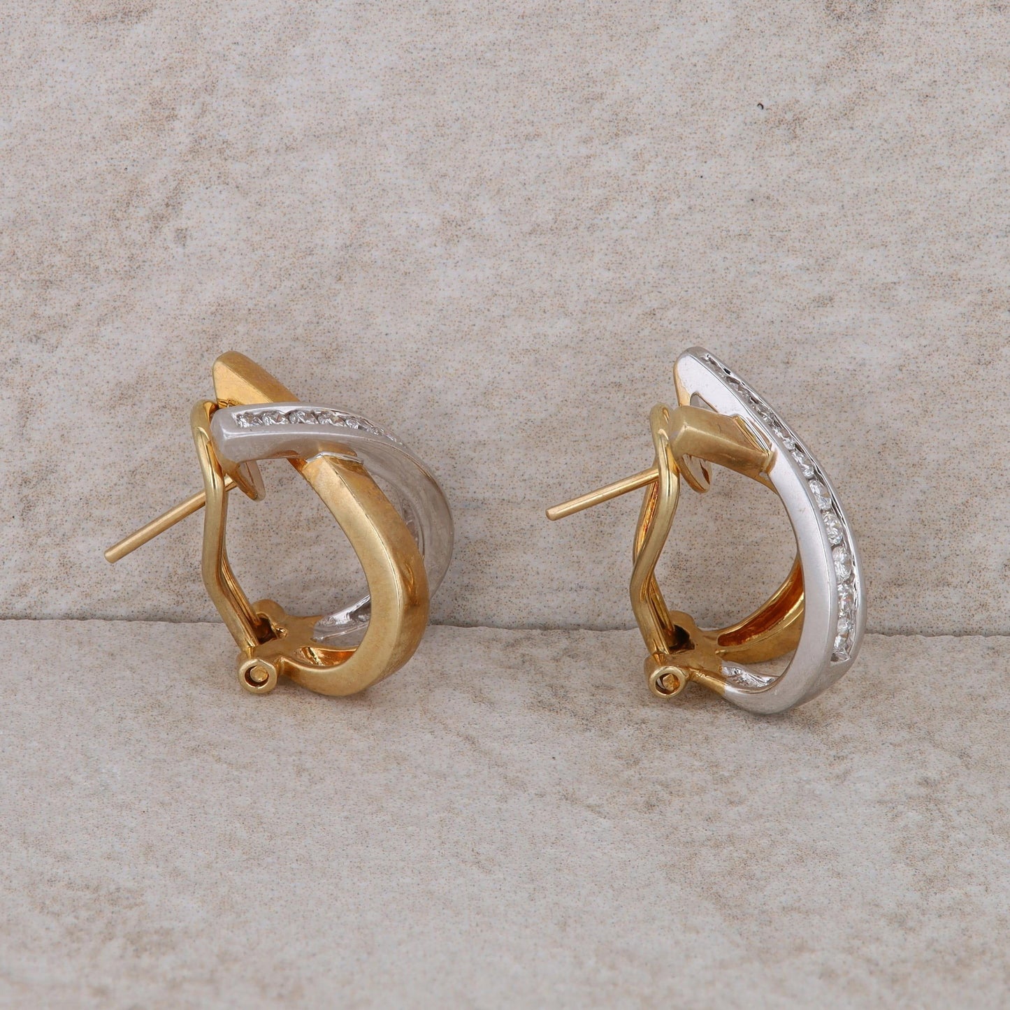 14k Two Tone Criss Cross "X" Earrings