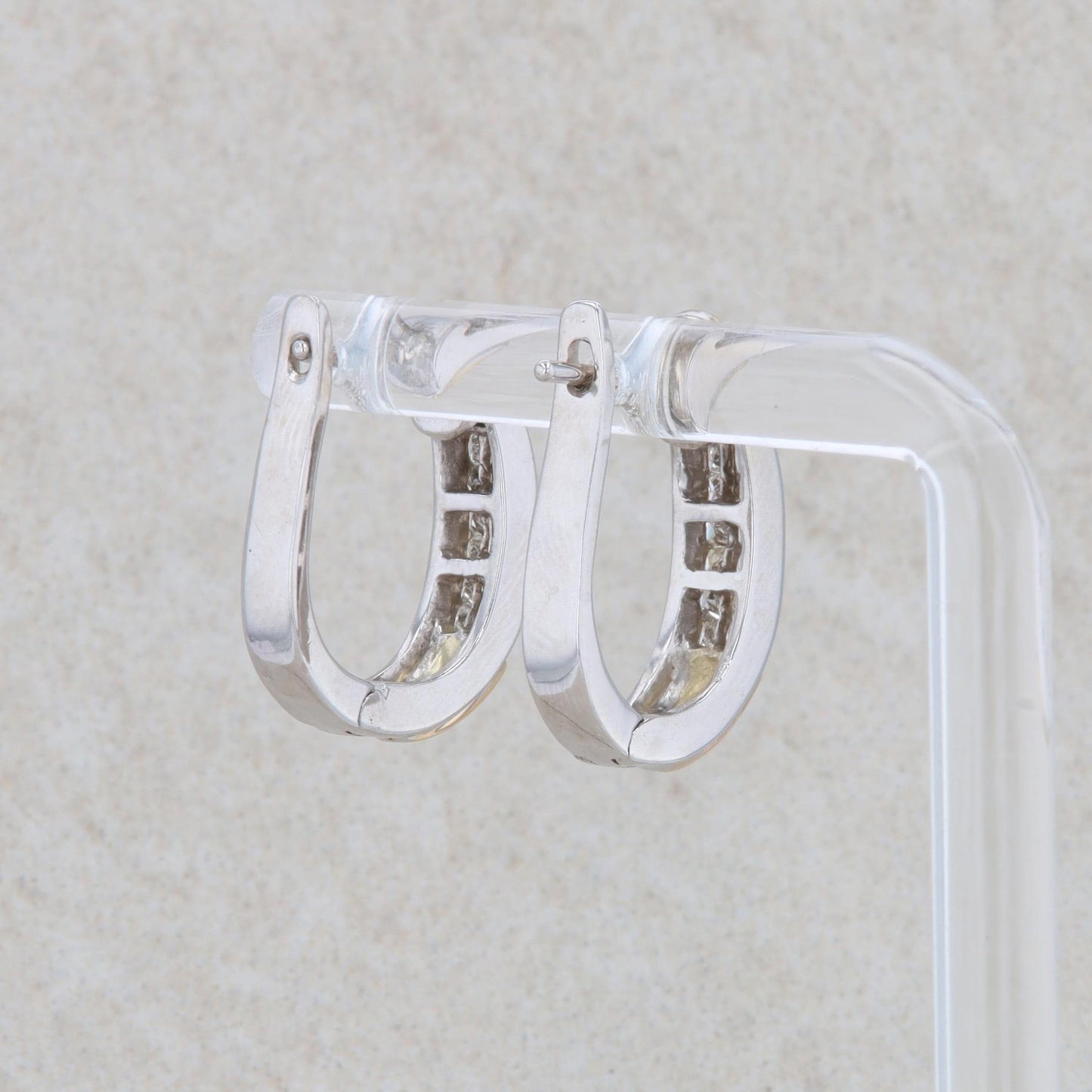 14k Two Tone Princess Cut Diamond Hoop Earrings