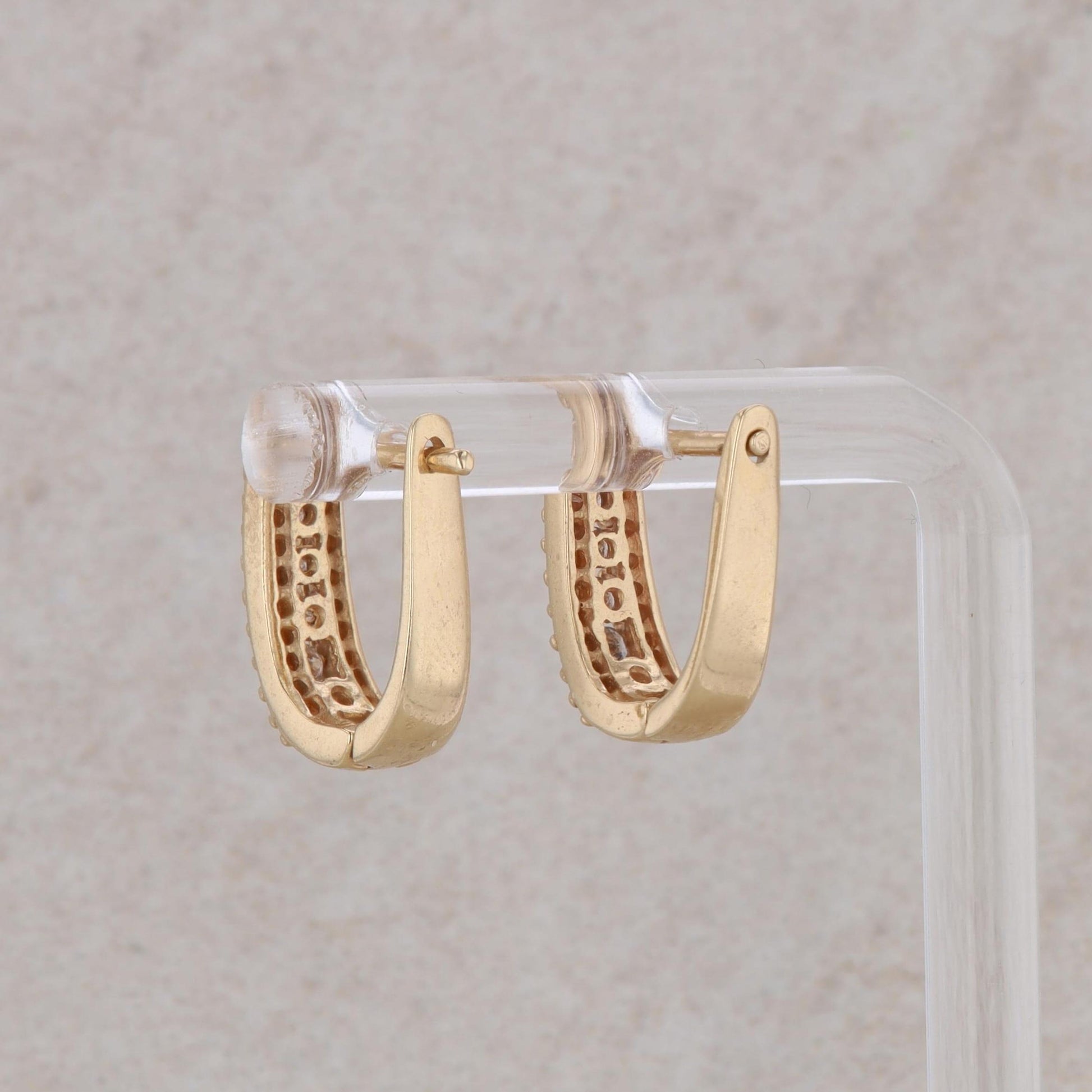 14k Yellow Gold Diamond Prong and Channel Set Hoop Earrings