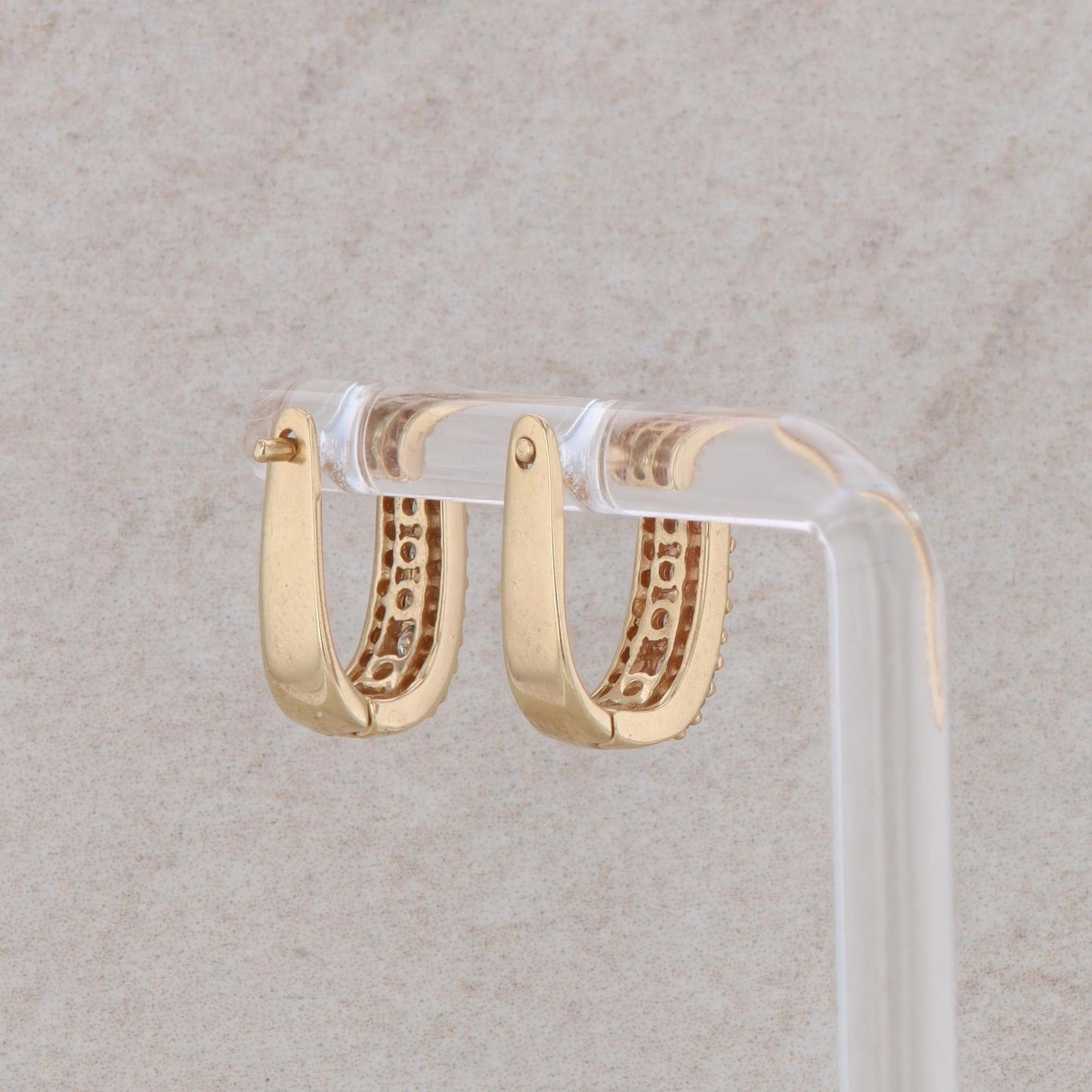 14k Yellow Gold Diamond Prong and Channel Set Hoop Earrings