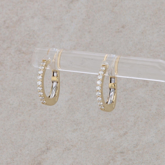 14k Yellow Gold Diamond Huggie Earrings