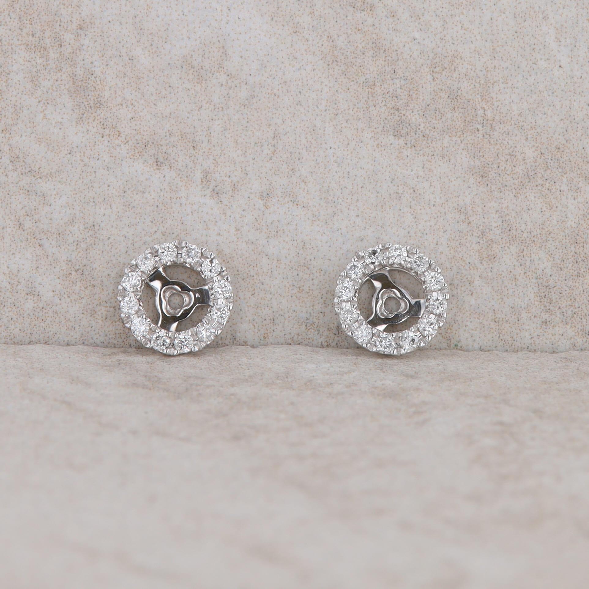 14k White Gold Diamond Circle Jacket Earrings