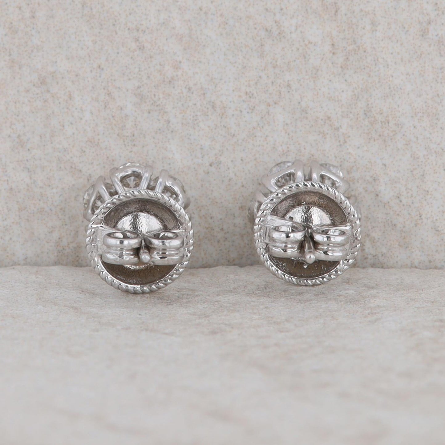 14k White Gold Cluster Diamond Stud Earrings