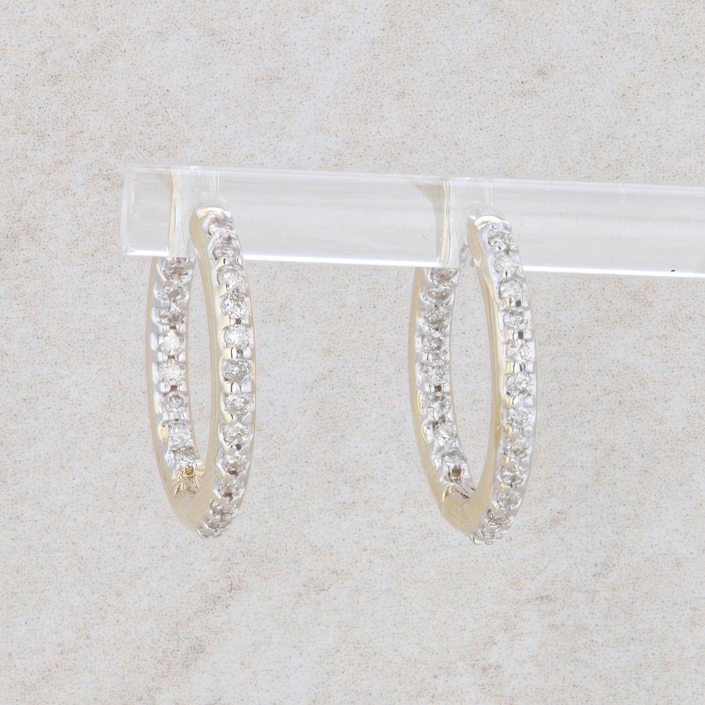 14k Yellow Gold 0.21 Carat Diamond In-Out Hoop Earrings