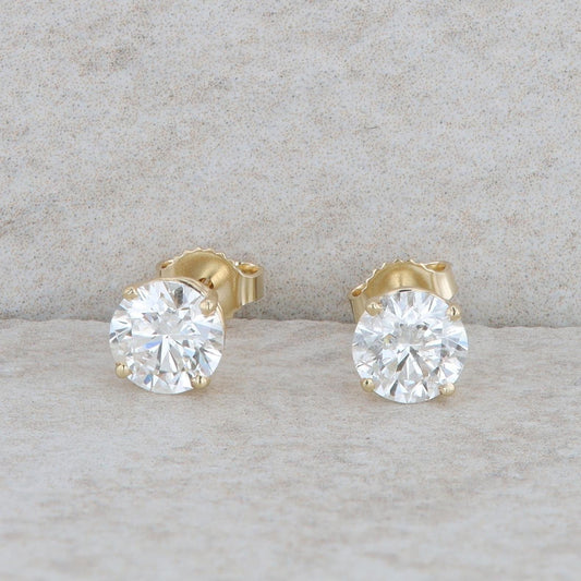 14k Yellow Gold Diamond Round 2cttw Stud Earrings