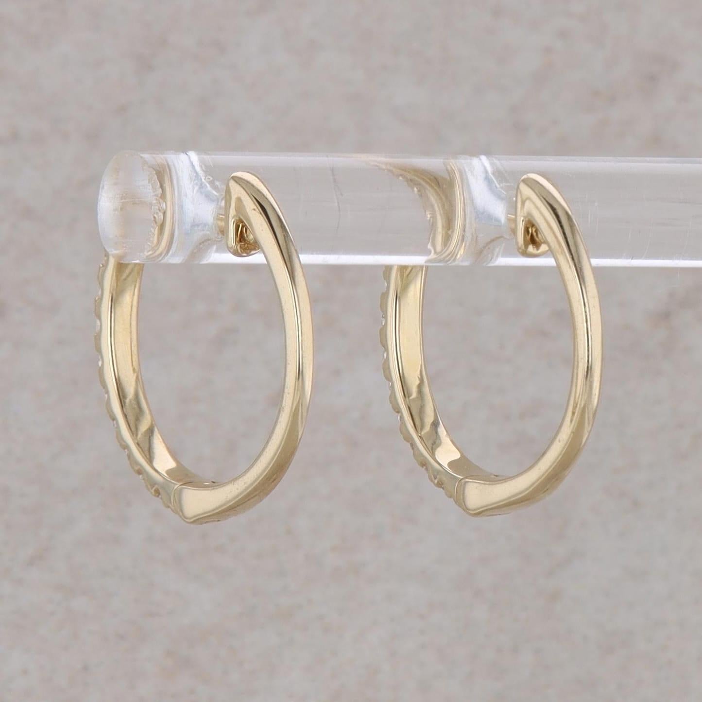 14k Yellow Gold Diamond Hoop Earrings