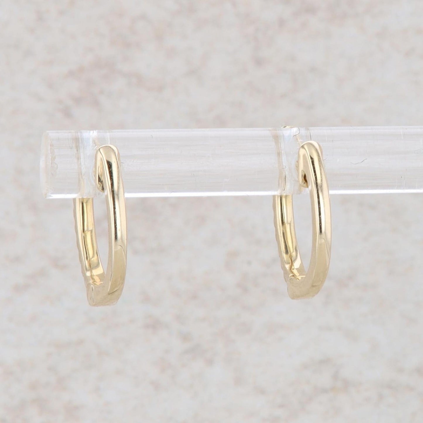 14k Yellow Gold Diamond Huggie Hoop Earrings