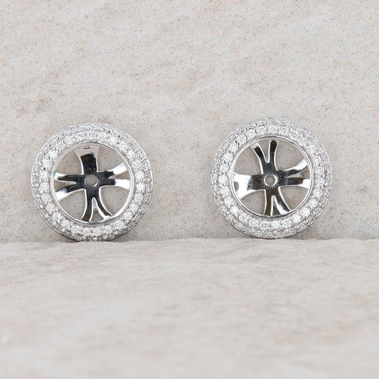 18k White Gold Double Halo Diamond Earring Jackets