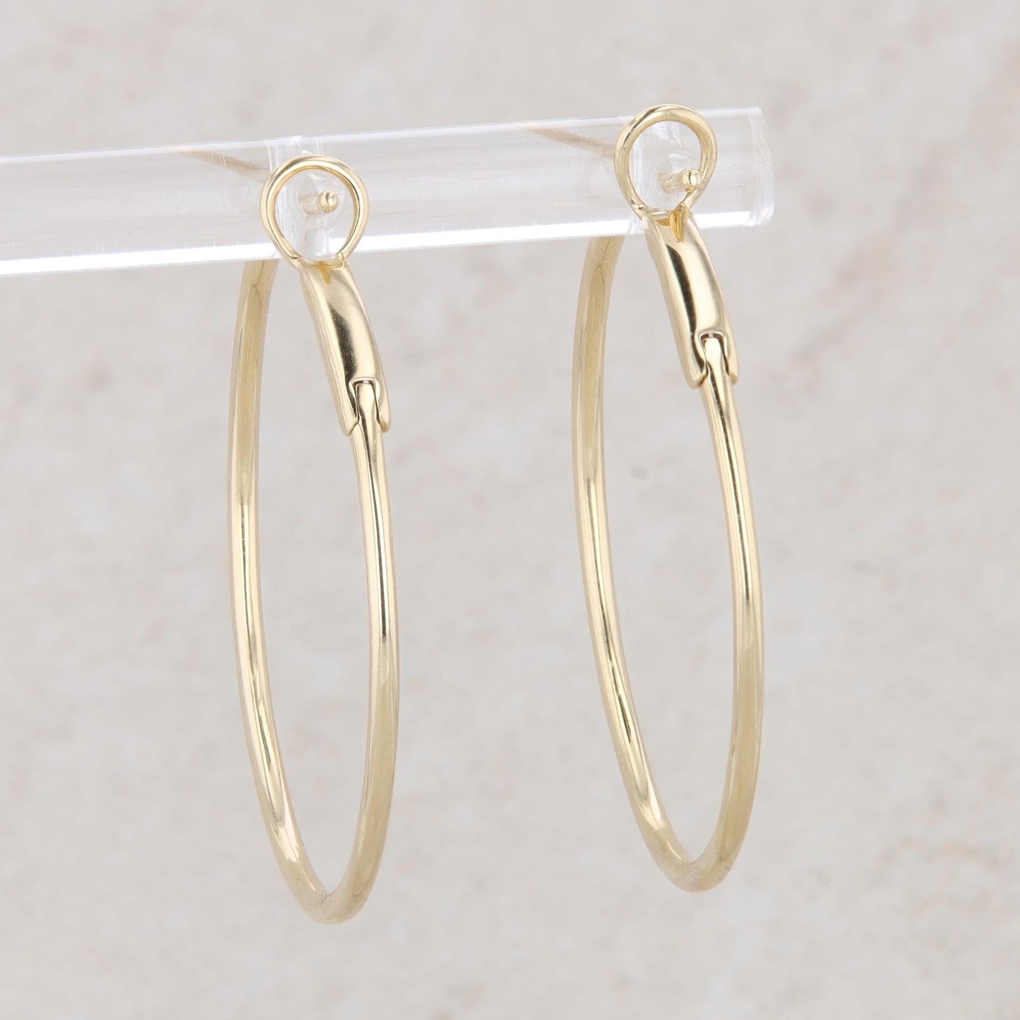 14k Yellow Gold Large Diamond Hoop Earrings