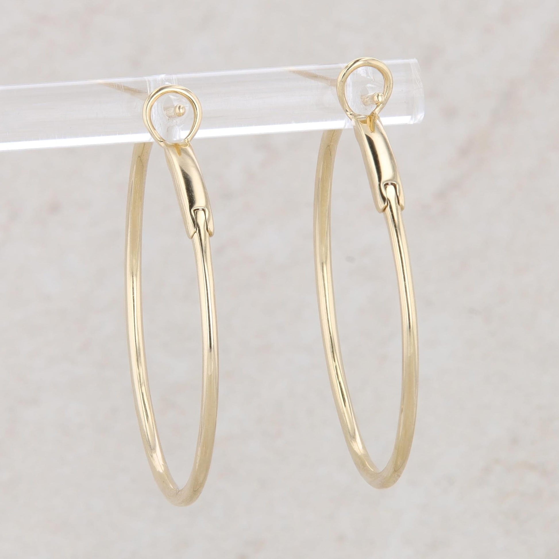 14k Yellow Gold Large Diamond Hoop Earrings