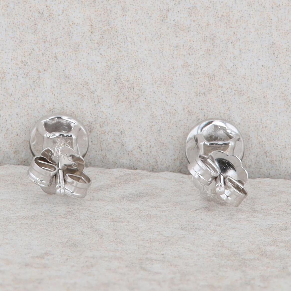 14k White Gold Illusion Plate Diamond Stud Earrings