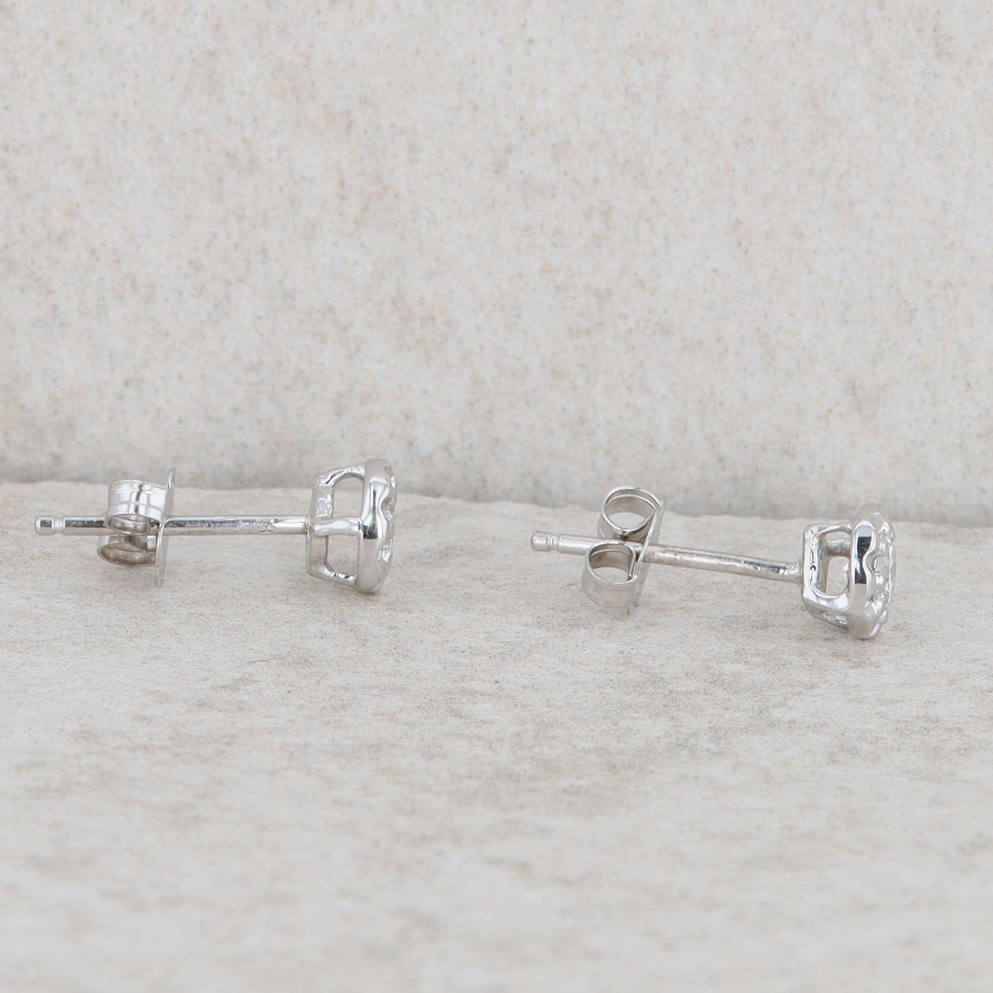 14k White Gold Illusion Plate Diamond Stud Earrings