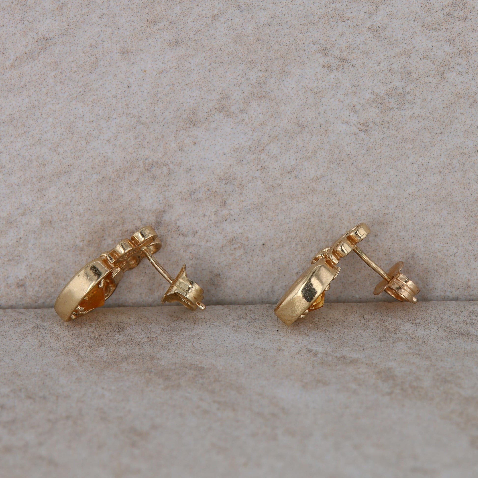 10k Yellow Gold Heart Citrine Drop Earrings