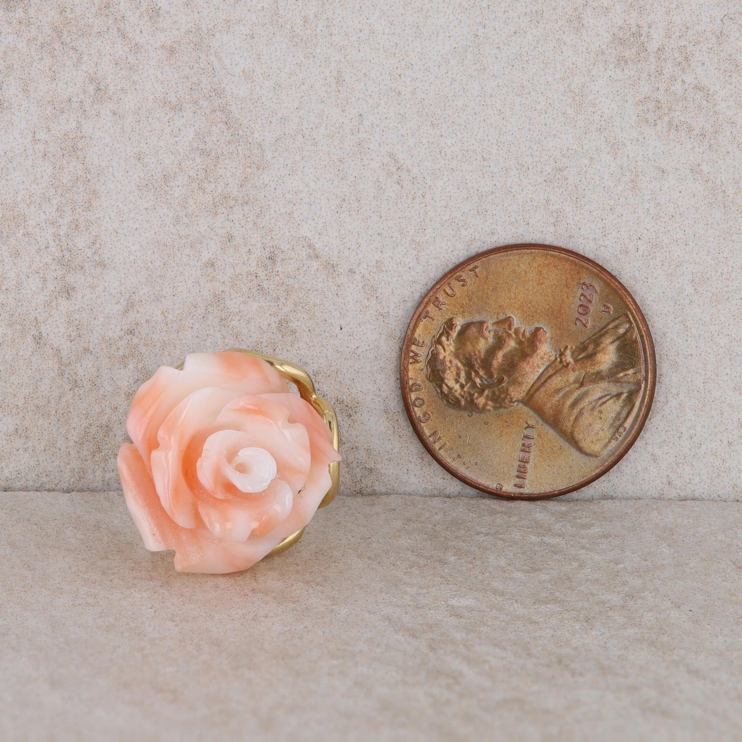 14k Yellow Gold Rose Painted Resin Floral Stud Earrings