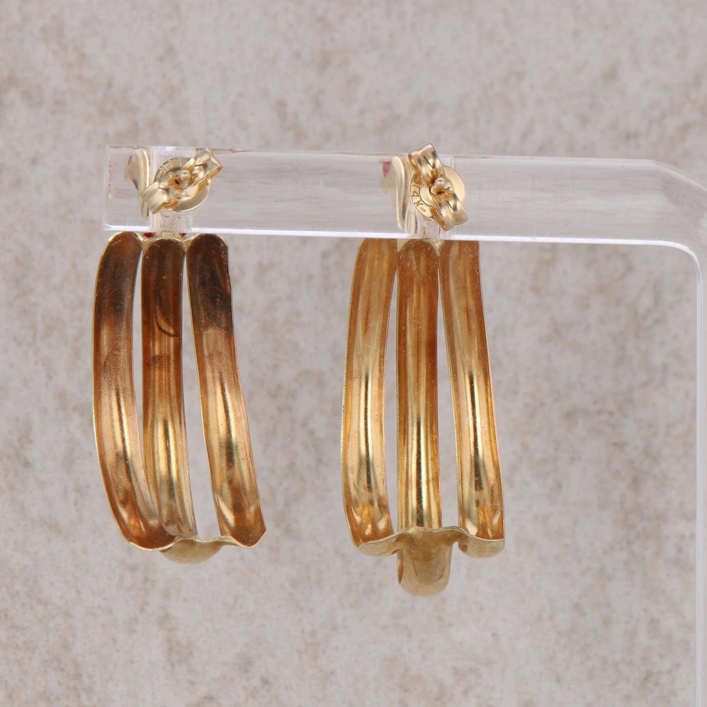 14k Yellow Gold J Hoop Jackets with 14k Red Cubic Zirconia Stud Earrings