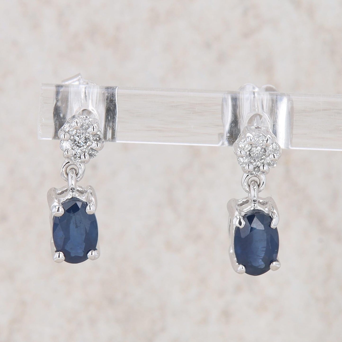 14k White Gold Diamond and Sapphire Earrings