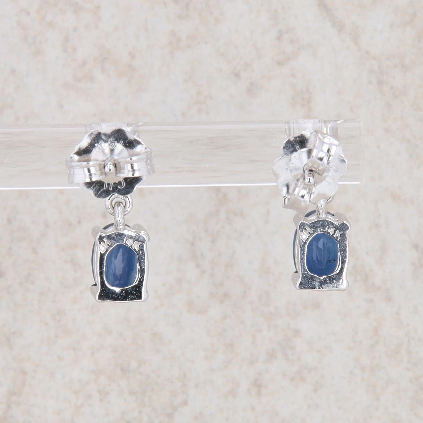 14k White Gold Diamond and Sapphire Earrings