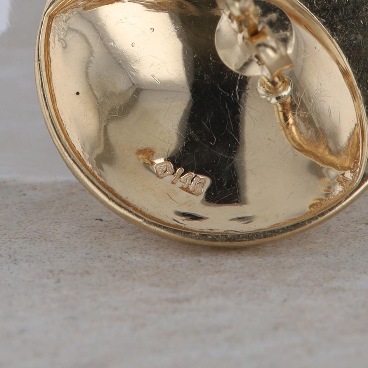 14k Yellow Gold and Onyx Disc Stud Earrings