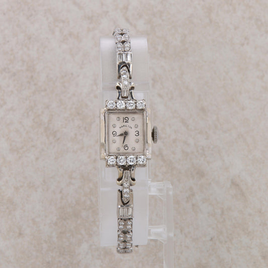 Platinum and Iridium Ladies Square Diamond Watch