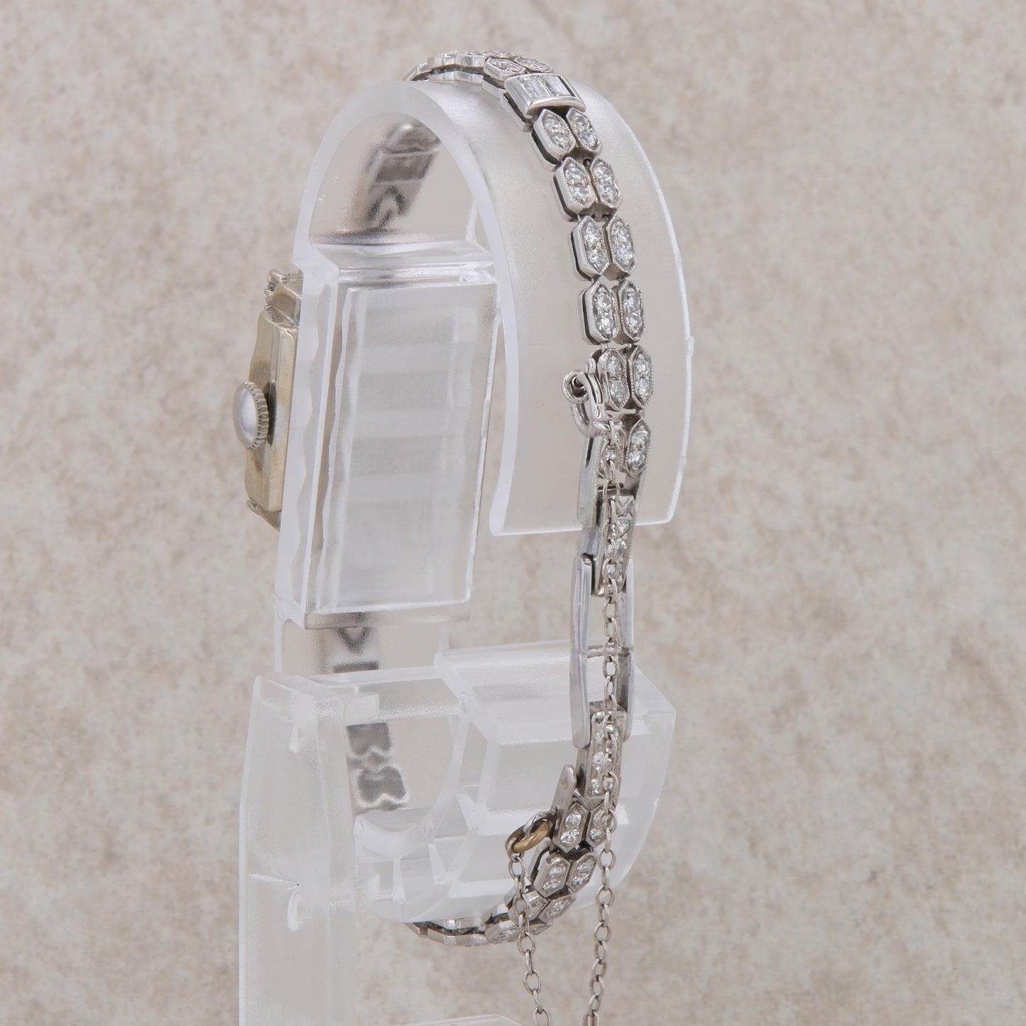 Platinum and Iridium Ladies Square Diamond Watch