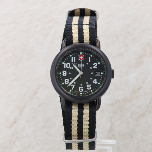 Swiss Army 'Calvary' Gunmetal 37mm Men's Watch with Striped Nylon Band