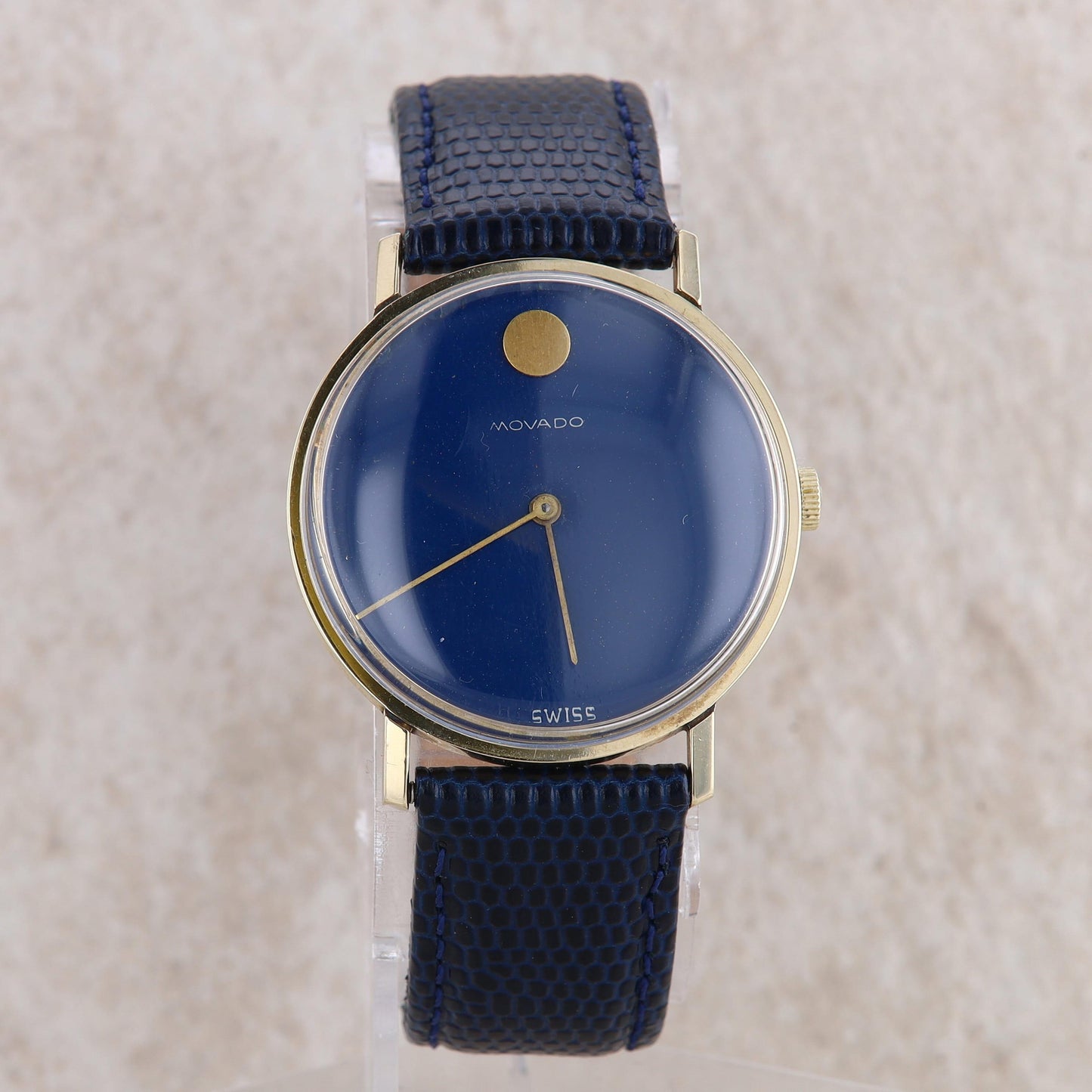 Movado Unisex 14k Yellow Navy Dial and Gold Accents Watch