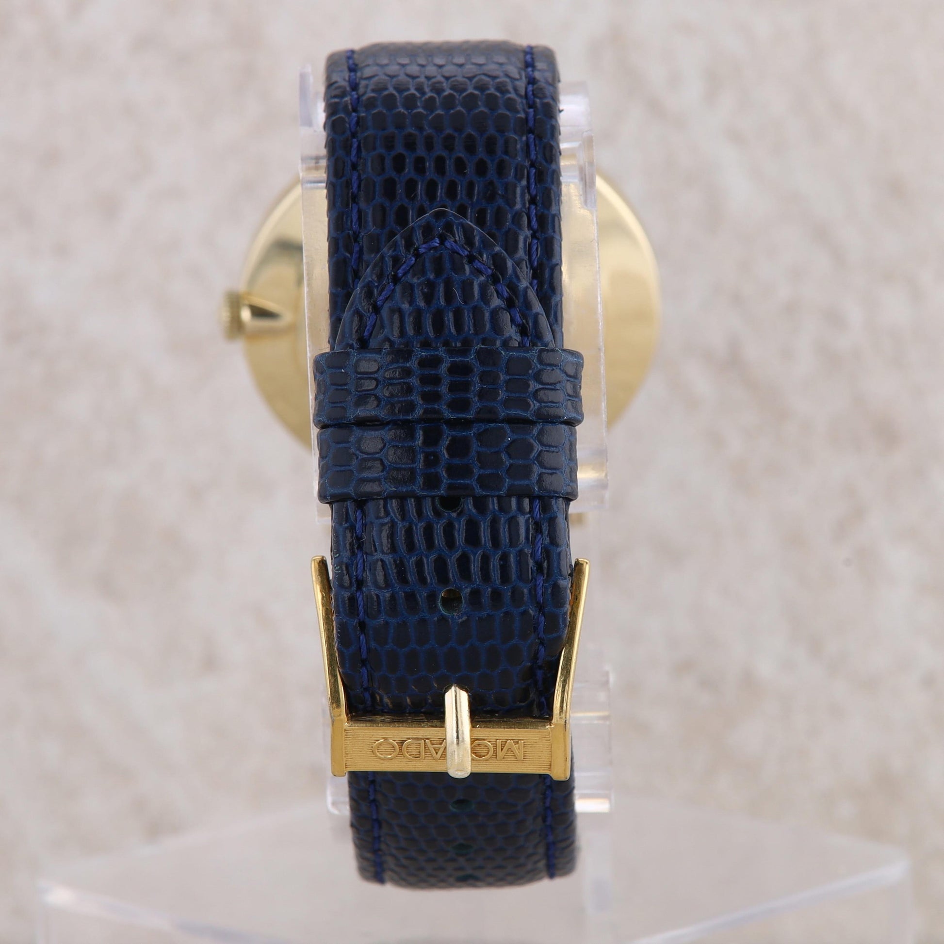 Movado Unisex 14k Yellow Navy Dial and Gold Accents Watch