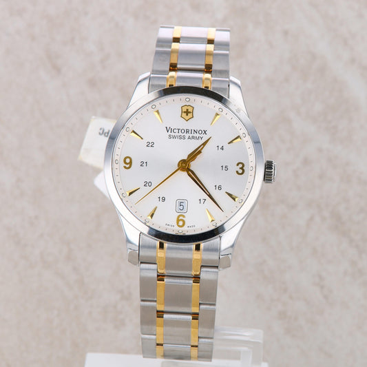 Swiss Army Victorinox White Dial Stainless Steel and Gold Tone Watch 241477