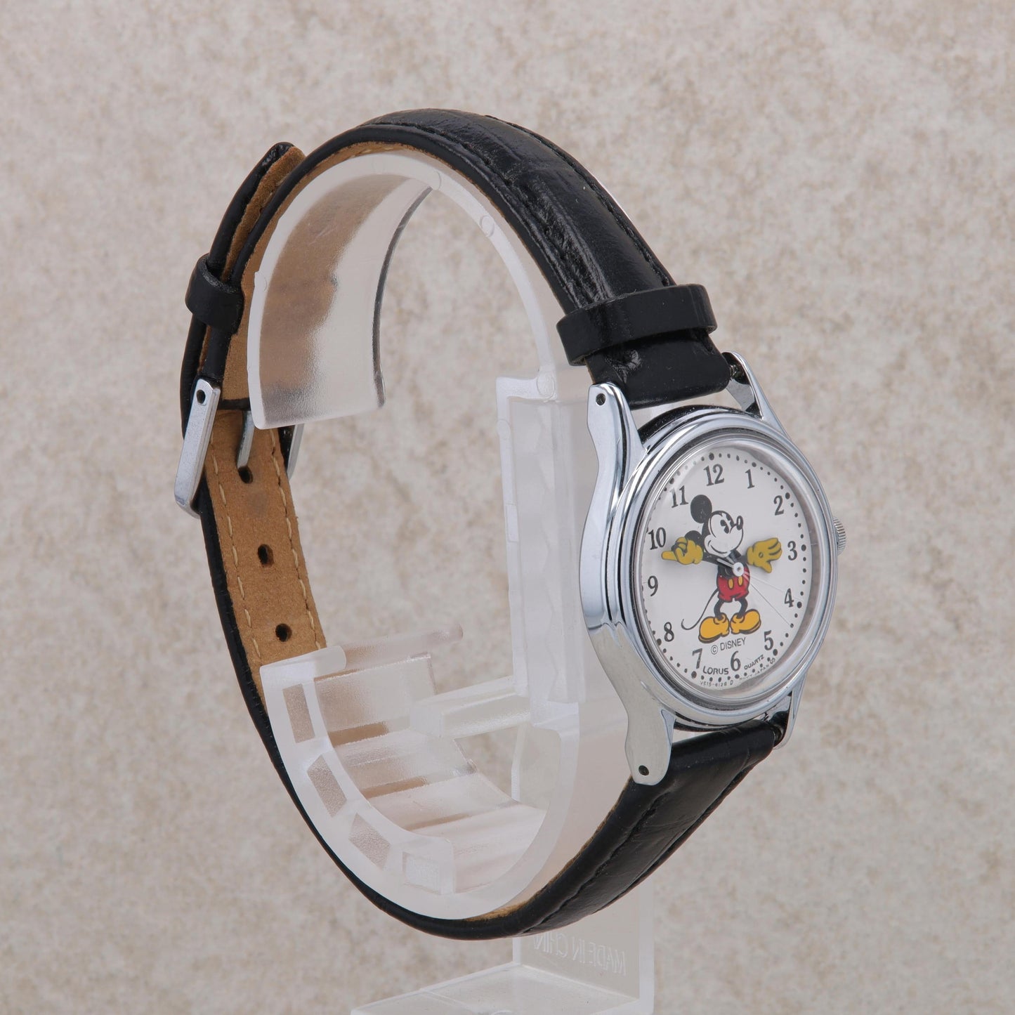 Ladies Lorus Quartz Disney Mickey Mouse Watch with Black Leather Band