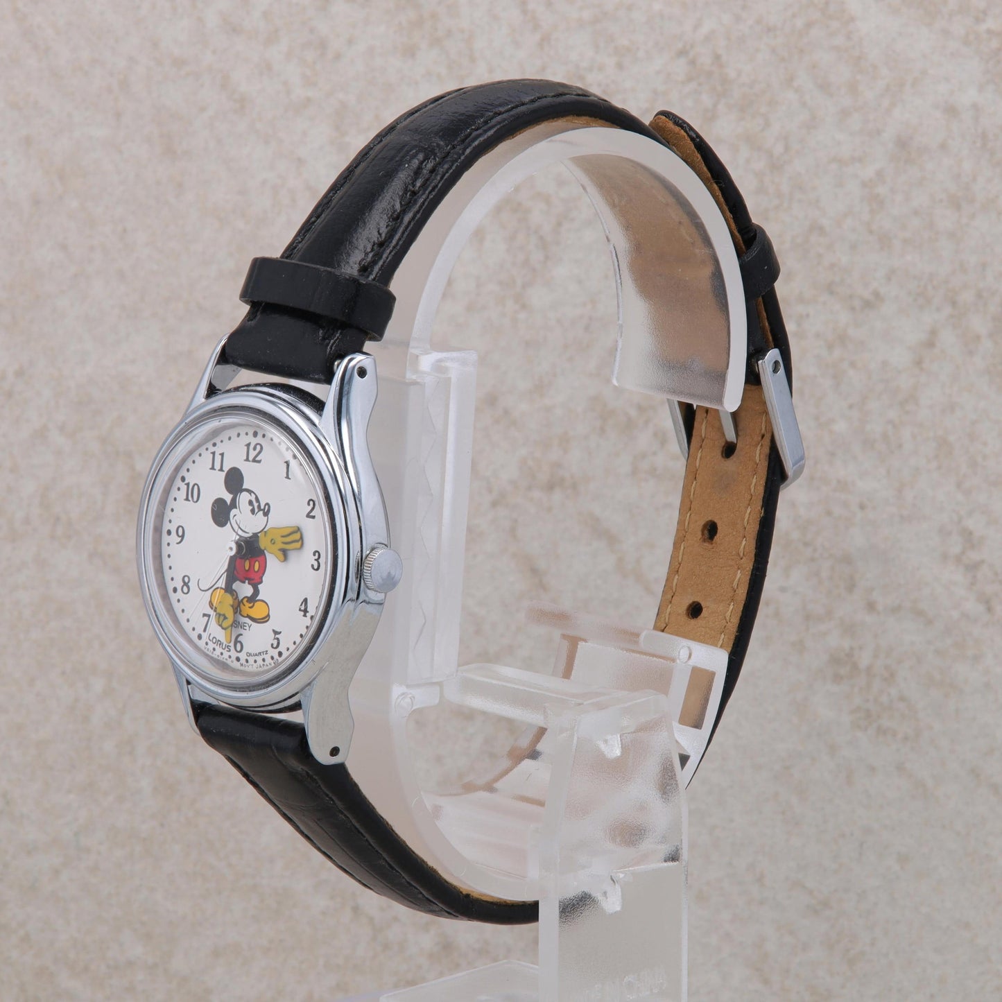 Ladies Lorus Quartz Disney Mickey Mouse Watch with Black Leather Band