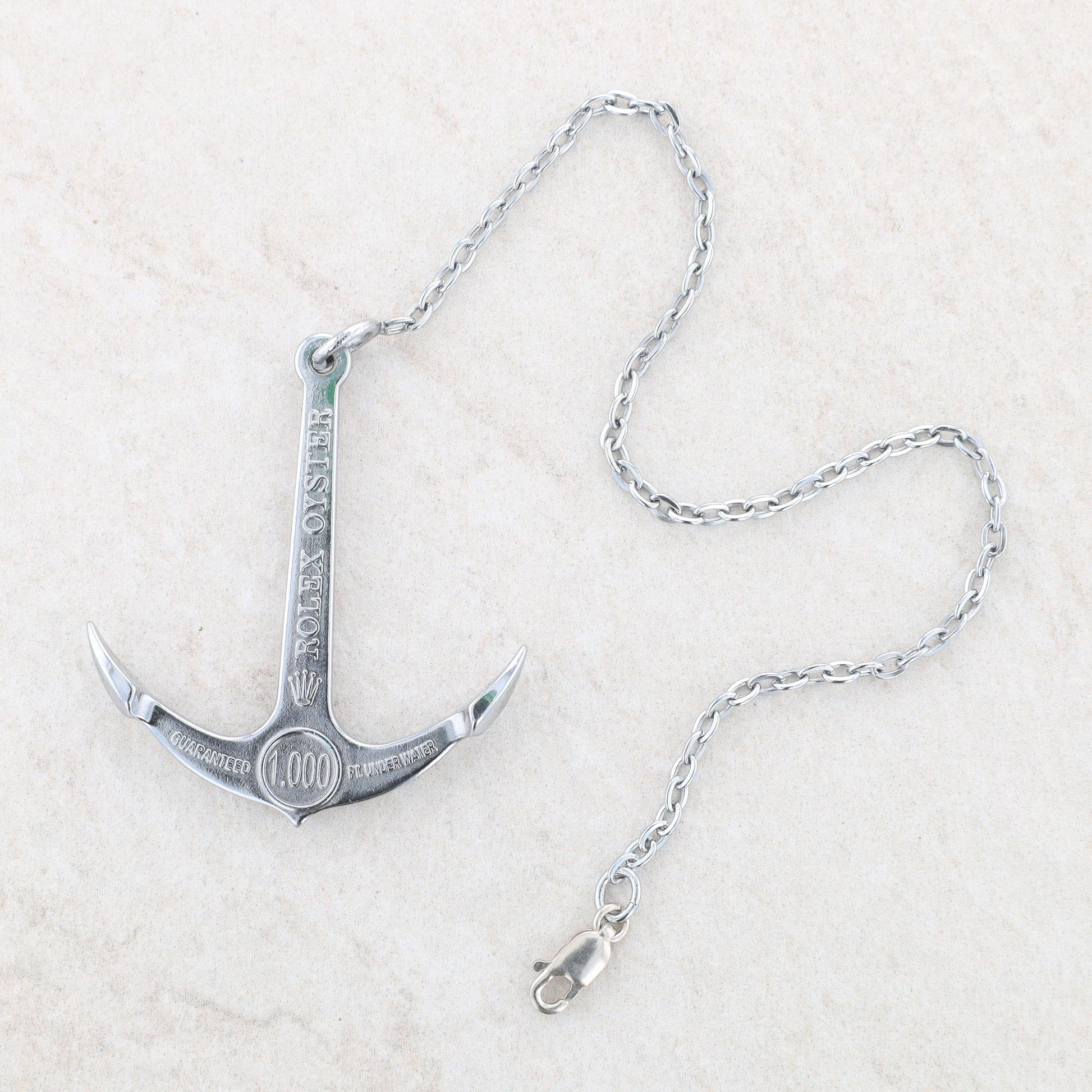 Rolex Oyster Stainless Steel Anchor With Chain and Sterling Silver Lobster Clasp