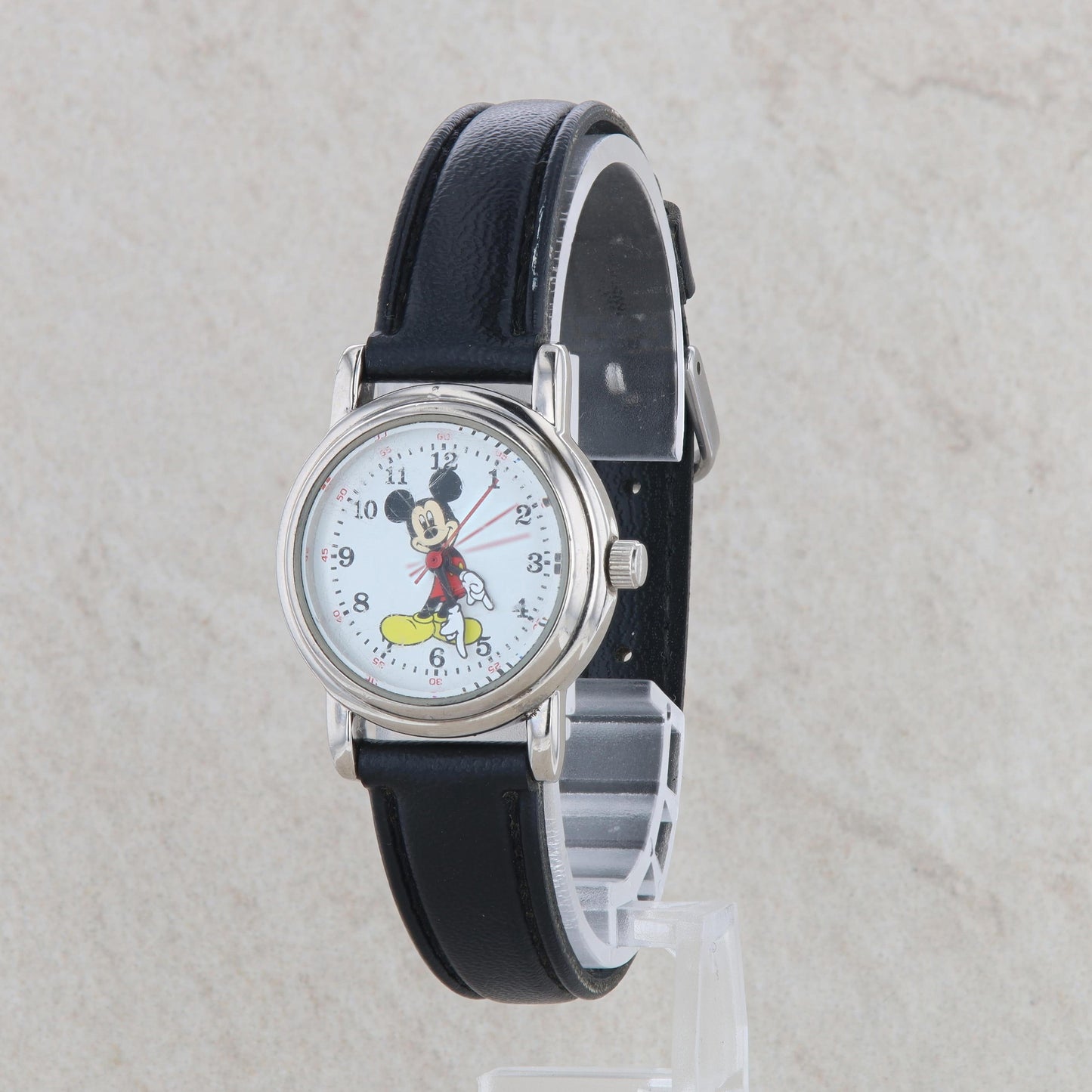 Ladies Mickey Mouse Stainless Watch with Black Band
