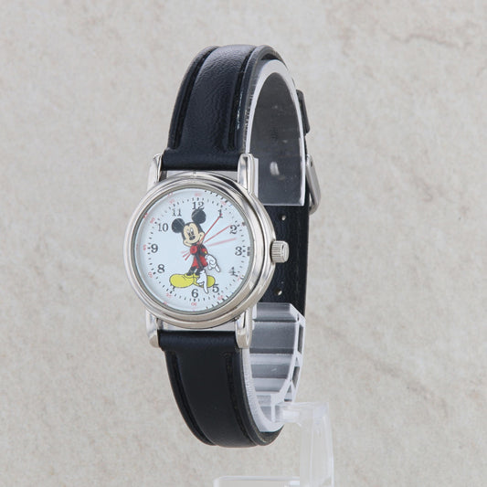 Ladies Mickey Mouse Stainless Watch with Black Band