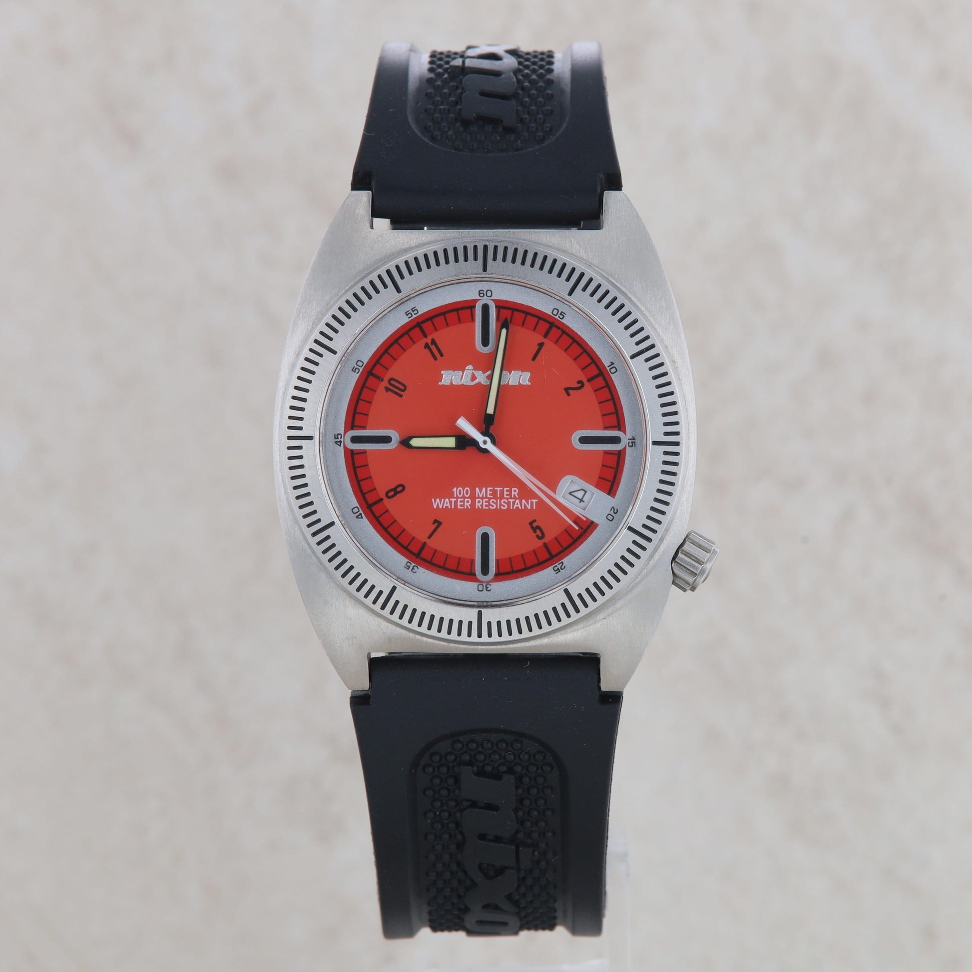 Nixon Orange Dial Clutch Exactly Rubber Strap Watch