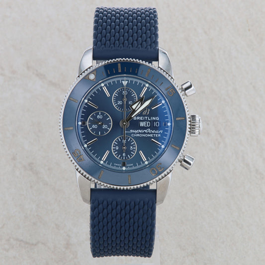 Breitling SuperOcean Heritage II Chronograph 44 Blue Band & Dial Men's Watch