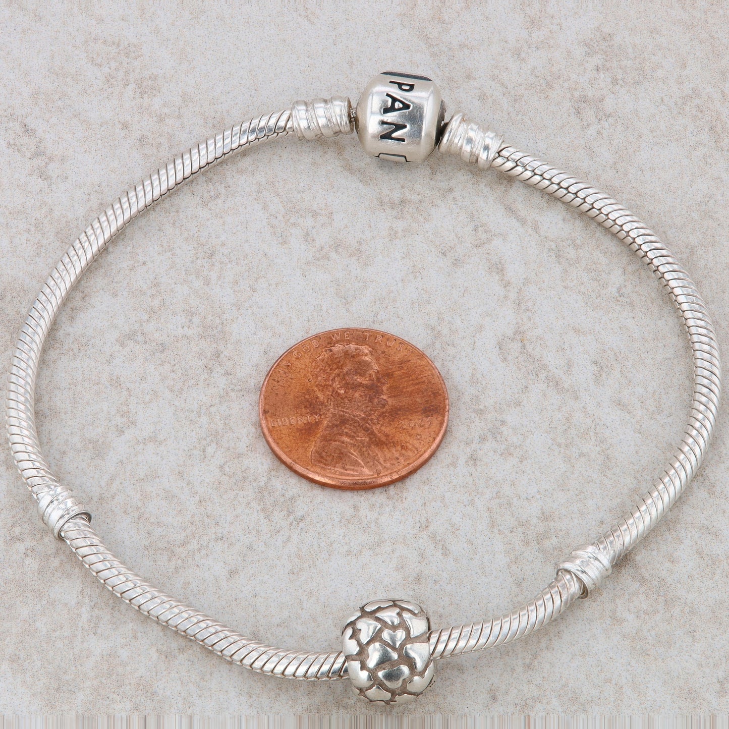 Sterling Silver Pandora Moments Snake Chain Charm Bracelet