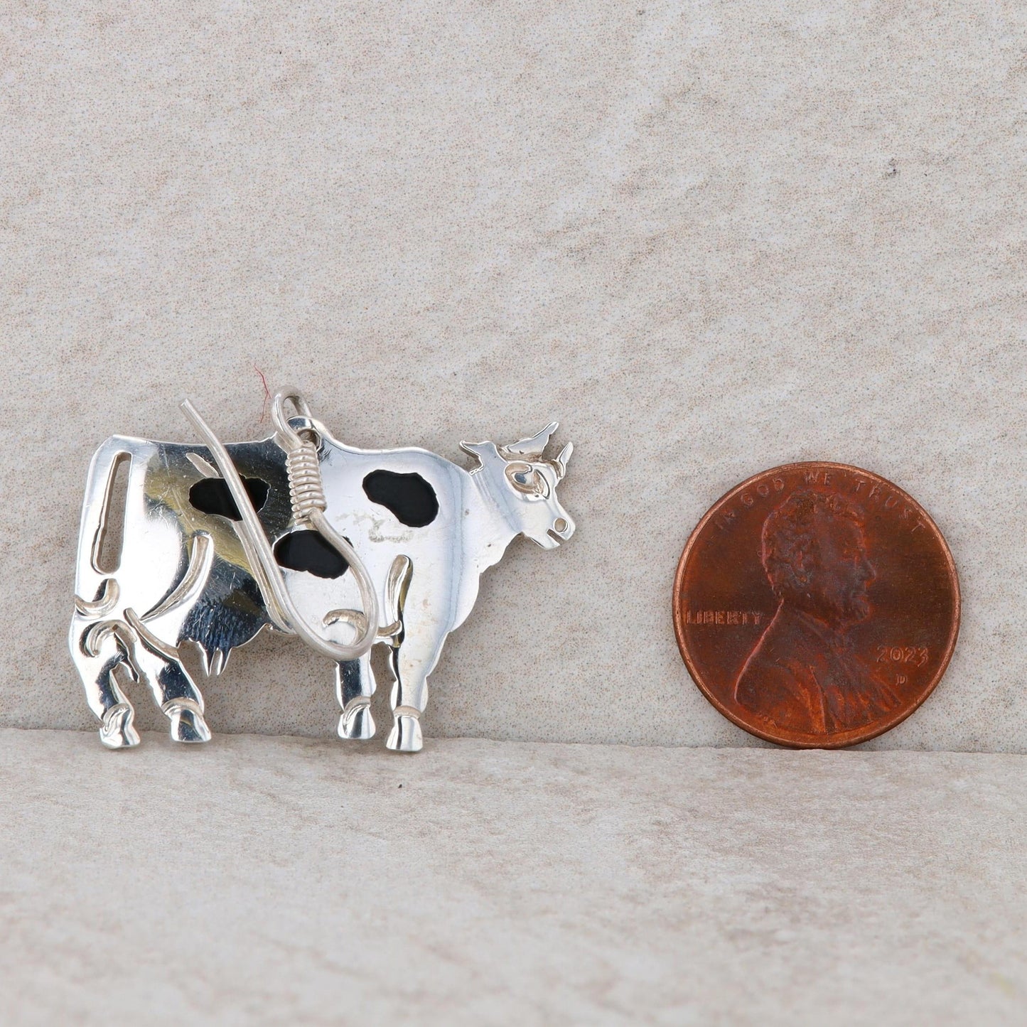 Sterling Silver Cow Dangle Earrings