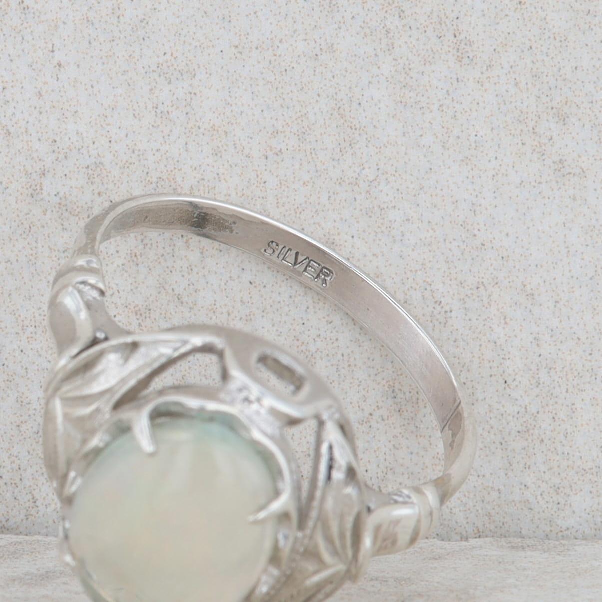 Sterling Silver Oval Cabochon Fashion Ring