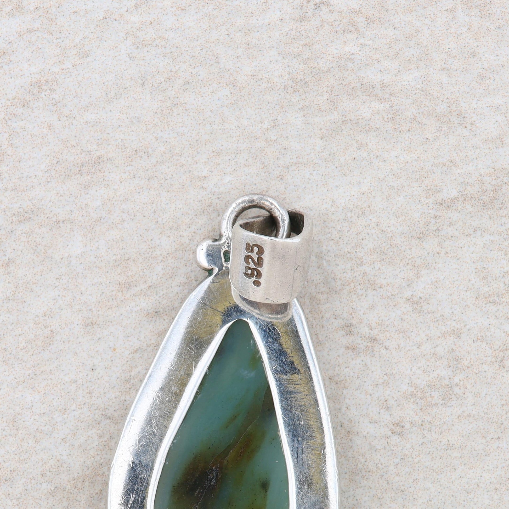 Sterling Silver Agate Abstract Teardrop Beaded Pendant