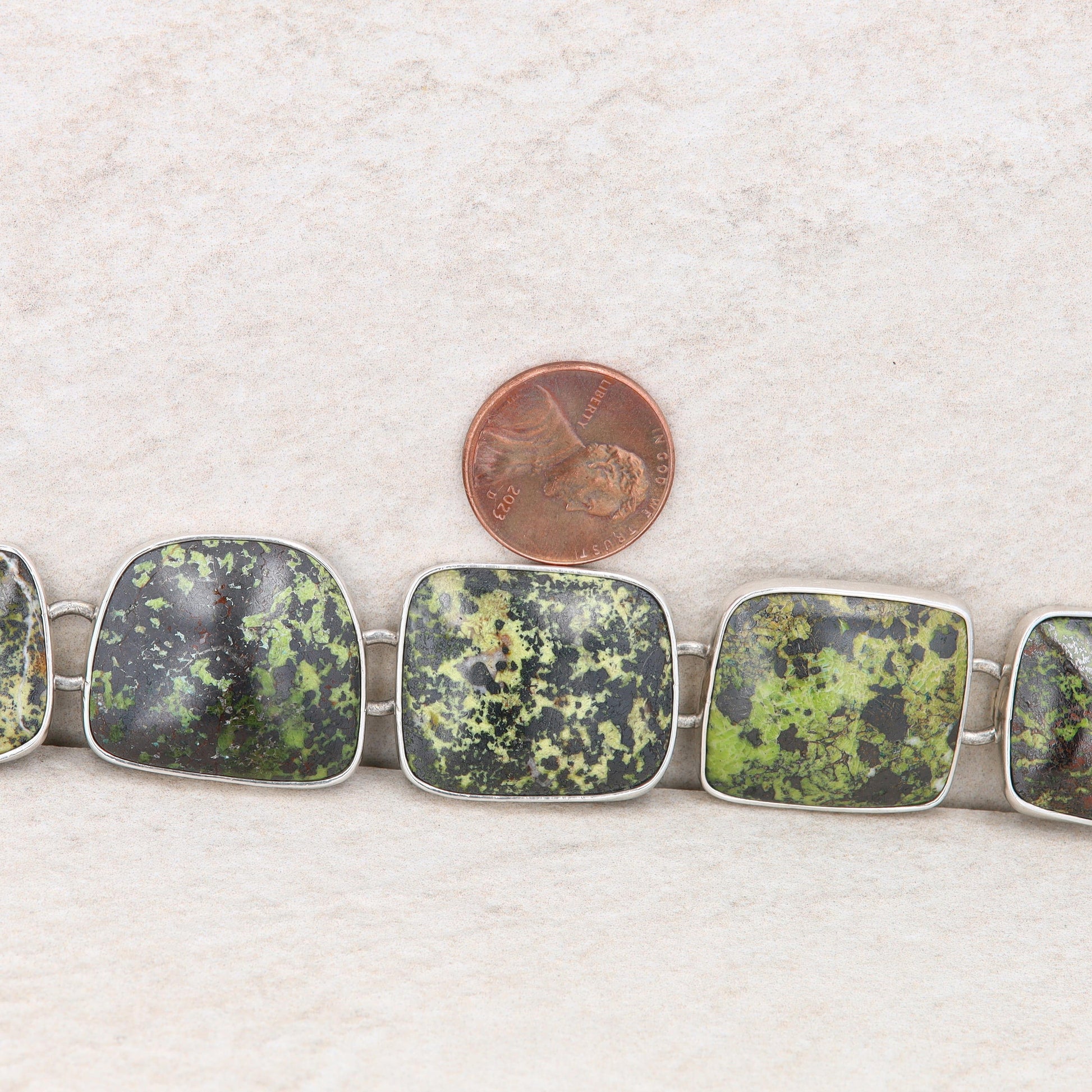 Sterling Silver Green Jasper Toggle Bracelet