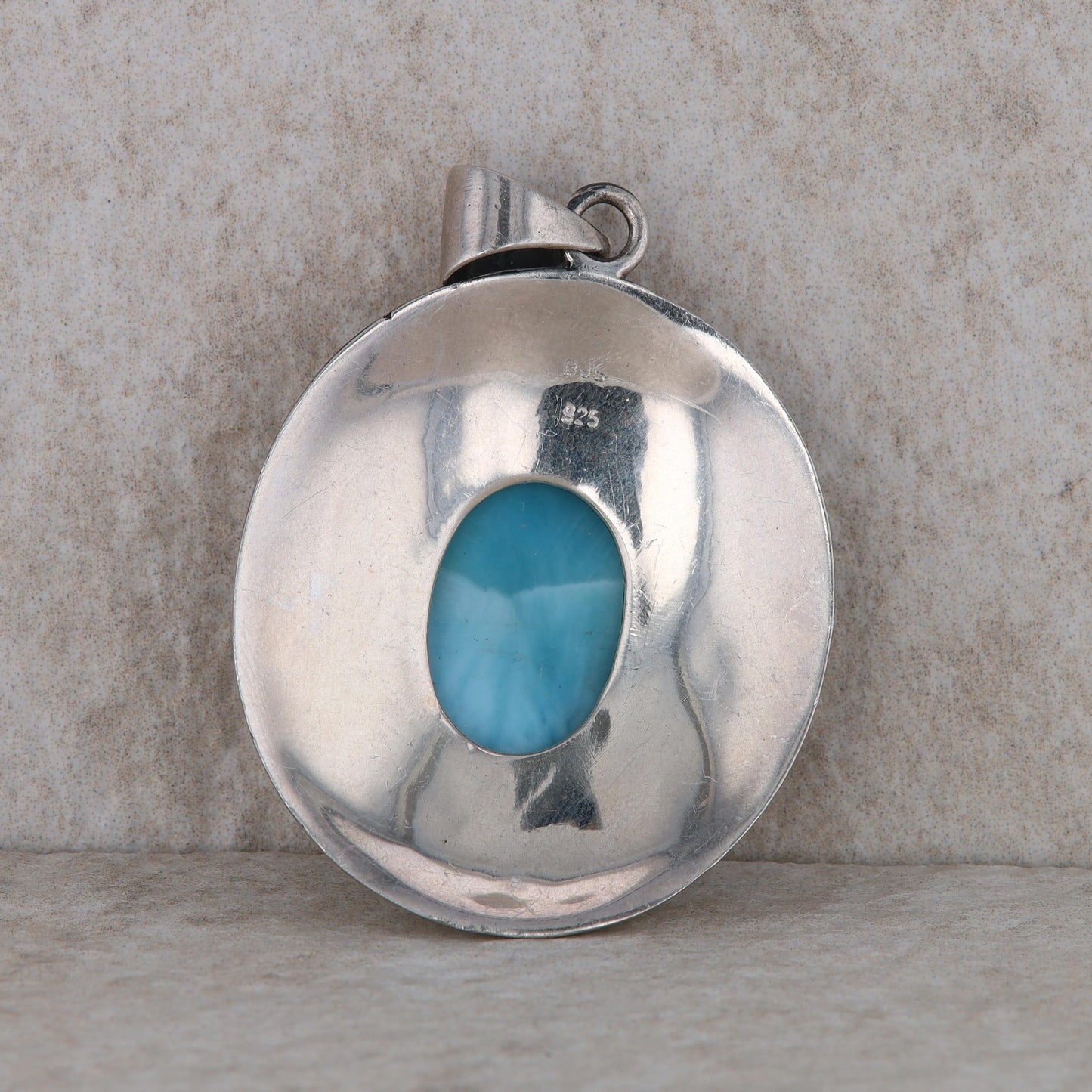 Sterling Silver Oval Blue Larimar Pendant