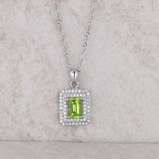 Sterling Silver Peridot and Cubic Zirconia Necklace