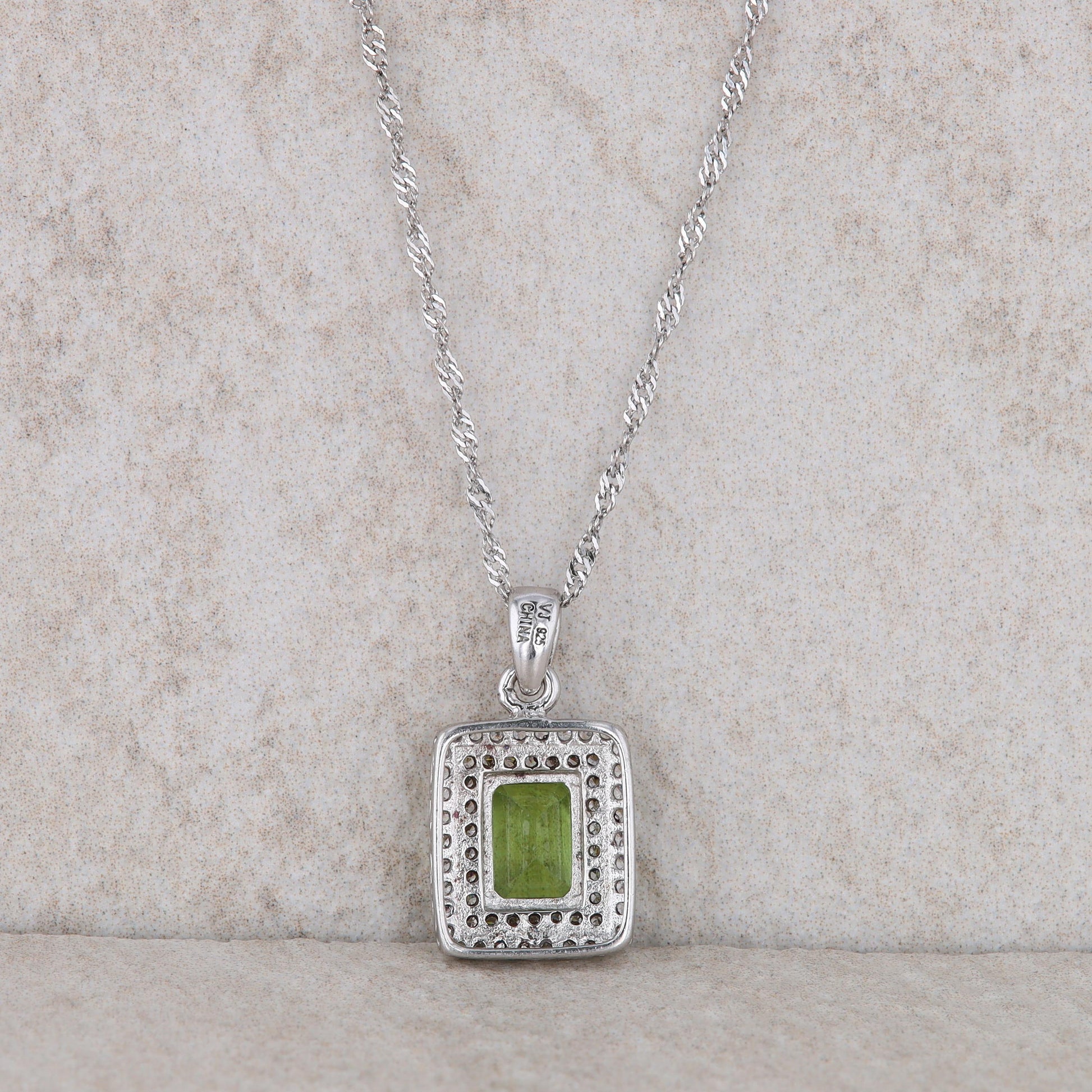 Sterling Silver Peridot and Cubic Zirconia Necklace